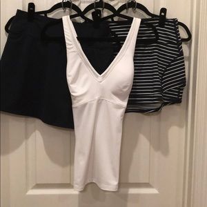 Two tennis skirts and a top.